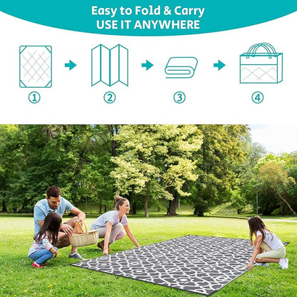 HEBE Outdoor Rug 8'x10' for Patios Waterproof Clearance Reversible Patio Mat Plastic Straw Rug RV Camping Mat Outside Area Rug Carpet for Camping RV,Porch,Deck,Balcony,Camper,Backyard