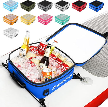 Waterproof PVC Paddleboard Cooler Deck Bag - 12 Can Soft Insulated Cooler for Paddleboarding, Camping, Kayaking
