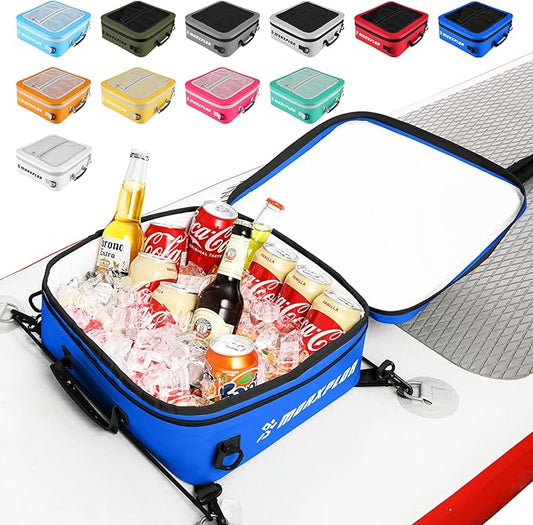 Waterproof PVC Paddleboard Cooler Deck Bag - 12 Can Soft Insulated Cooler for Paddleboarding, Camping, Kayaking