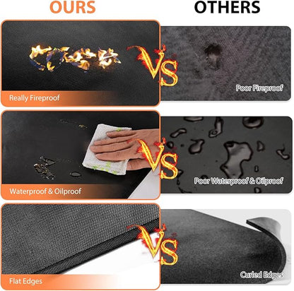 Large Under Grill Fire Pit Mats 42"x60" - Oil Waterproof BBQ Camping Stove Fireproof Mat, Reusable Easy Clean Gas Grill Mat for Outdoor Deck Protector