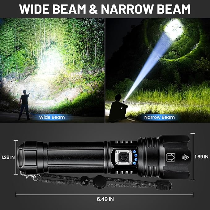 Rechargeable Flashlights - 2 Pack Super Bright Powerful Flashlight 990,000 High Lumens with 5 Modes - 12H Long Runtime & IPX6 Waterproof Brightest LED Flash Light for Home Outdoor Camping