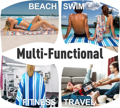 2 Pack Microfiber Beach Towel, Oversized Microfiber Pool Towel 75”x 35”, Sand-Free Beach Towel, Quick Drying Camping Towel, Super Absorbent Bath Towel Blanket, Soft Breathable and Lightweight