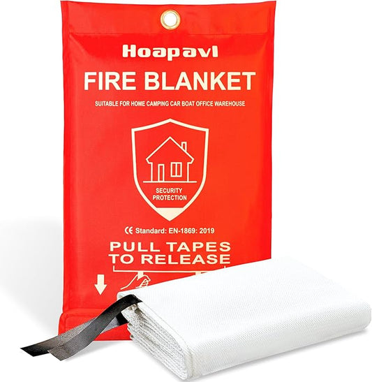 Emergency Fire Blanket, 40” x 40” Fire Blanket for Home and Kitchen, Fiberglass Fire Blankets for Camping Car Boat Office Warehouse Fire Safety, Quickly Suppresses The Spread of Fire