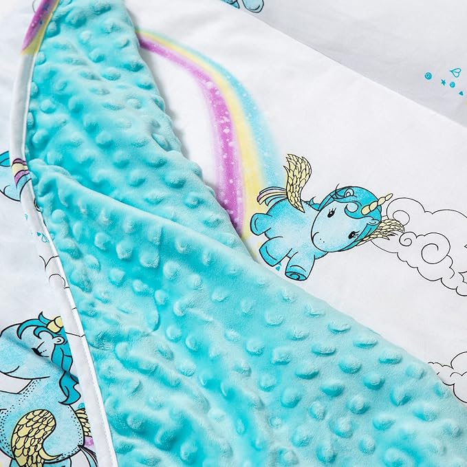 JumpOff Jo - Toddler Nap Mat - Sleeping Bag for Kids with Removable Pillow and Ultra Soft Blanket for Preschool, Daycare, and Sleepovers - Unicorn Pixie Dust