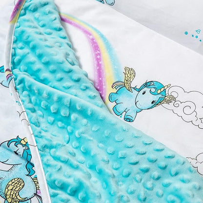 JumpOff Jo - Toddler Nap Mat - Sleeping Bag for Kids with Removable Pillow and Ultra Soft Blanket for Preschool, Daycare, and Sleepovers - Unicorn Pixie Dust