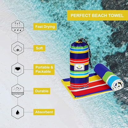 4Monster Microfiber Beach Towel Quick Dry,Super Absorbent Lightweight Travel Towel for Swimmers, Sand Free Camping Towel, Beach Towels for Pool, Swim, Water Sports,Yoga,Gym,Backpacking