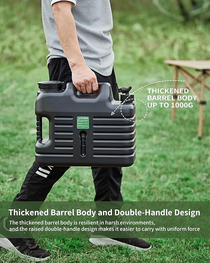 5 Gallon Water Jug(16x13.2x7in)and 2.6Gal Collapsible Water Bag Set of 2,BPA Free Water Tank Overlanding Gear Containers, Camping Essential Leak-Proof Black Portable Water Storage, Outdoors Hiking RV