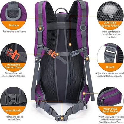 G4Free 45L Hiking Travel Backpack Waterproof with Rain Cover, Outdoor Camping Daypack for Men Women