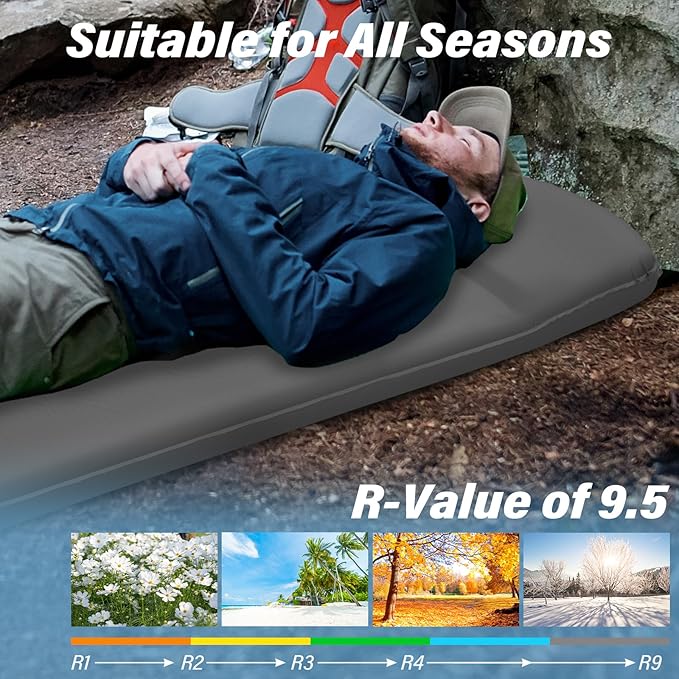 Self Inflating Sleeping Pad for Camping - 3.1" Thick Foam Sleeping Pad with Inflatable Bag, Lightweight Inflatable Camping Mattress Pad for Car Camping Backpacking Hiking Camping Mat (Grey)