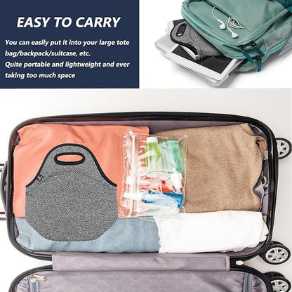 LOVAC Insulated Neoprene Lunch Bag for Men,Reusable Lunch Tote,Durable and Waterproof Lunch Bags,Soft and Lightweight (Black-Grey)