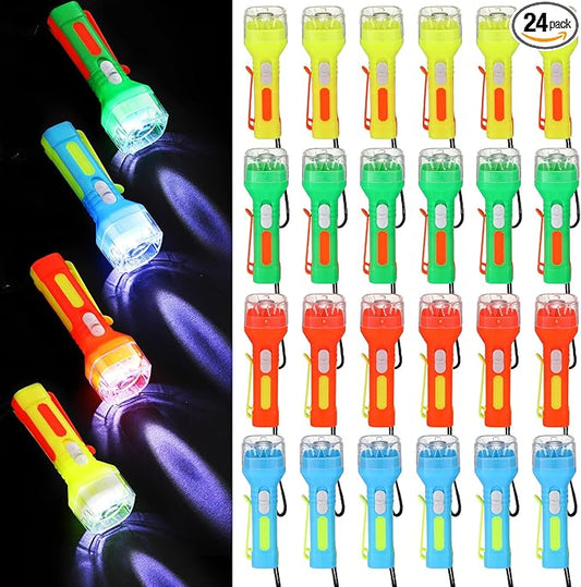 24 Pcs Mini Flashlight Bulk Small Multicolor LED Flashlights with Lanyard Portable Flashlights Lightweight Handheld Flashlight for Night Party Favors Gift Camping Hiking Home(Candy Style)