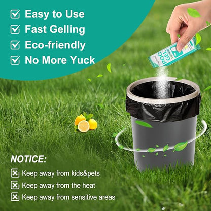 Portable Poo Poo Gel, 70 Packets Camp Toilet Portable Gel, Portable Toilet Camp Gel with Lemon Scent, Camp Toilets with Gel, Eco Gel for Portable Toilet for Outdoor Hiking and Camping
