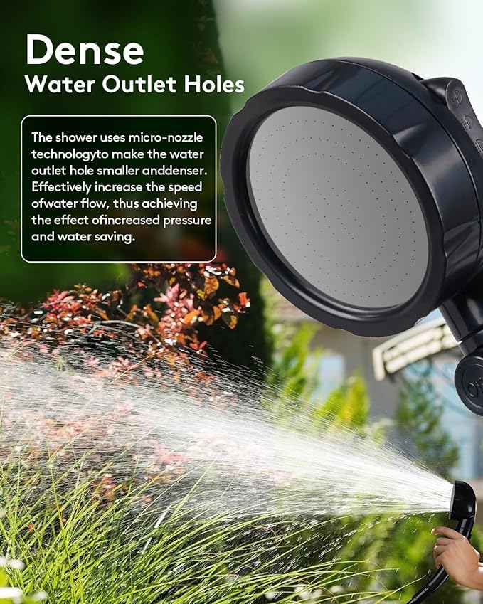 High Pressure Camping Shower, Portable Outdoor Shower with High-Speed Brushless Motor - 6000mAh, 2000RPM Water Pump, 3 Spray Settings for Hiking, Car Wash, Pet Cleaning, Beach Vacations