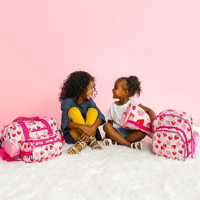 Wildkin Kids Overnighter Duffel Bag – Carry-On Size, Ideal for School & Sleepovers – Strawberry Patch