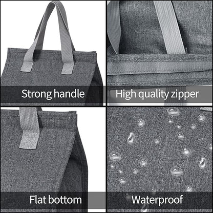 2pcs Grey Lunch Bag Insulated, Lunch Box Bag, Reusable Lunch Tote Bag, Lunch Box Container Bag Insulated for Women, Men, Work, Office, Travel