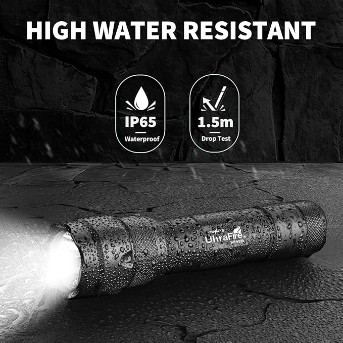 ULTRAFIRE WF-502B Mini LED Flashlight 1000 Lumens Single Mode Tactical EDC Flashlight, Super Bright Waterproof Small Portable Flash Light Torch (Battery Not Included)