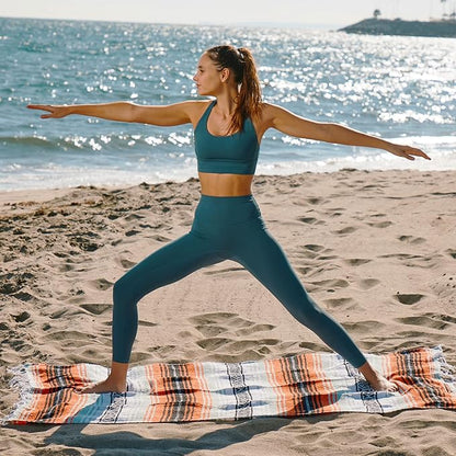 Benevolence LA Authentic Handwoven Mexican Blanket, Yoga Blanket - Perfect Outdoor Picnic Blanket, Beach Blanket, Camping Blanket, Equestrian Saddle Blanket, Serape Blanket 50x70 inches - 1 Blanket