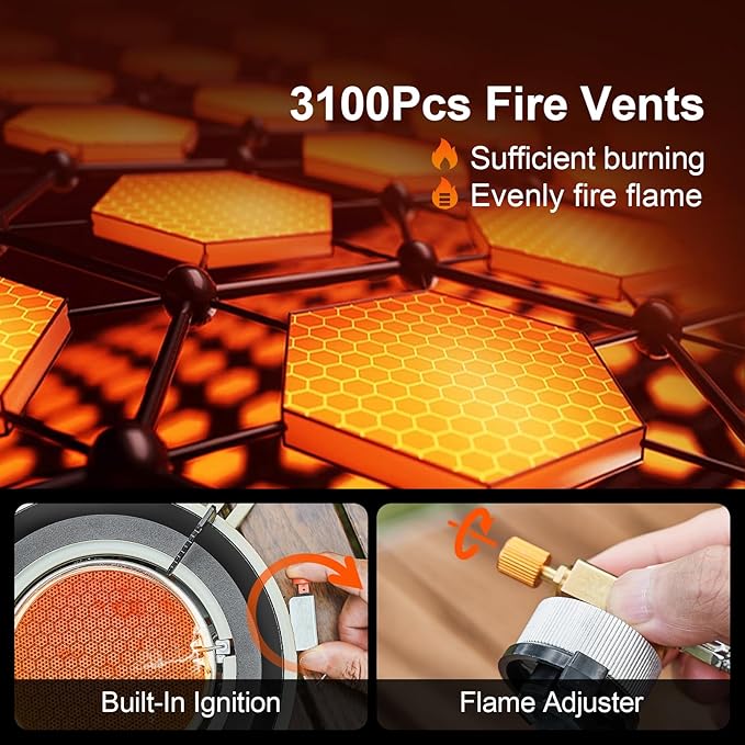 Odoland 4000W Portable Camping Stove Adjustable Infrared Camp Stove Lightweight Propane Backpacking Stove with EVA Box for Outdoor Camping Cooking Hiking and Picnic