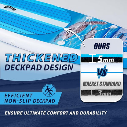 TRUISLAND Inflatable Paddle Board, Stand Up Paddle Board with Backpack, Non-Slip Thickened Deckpad, Waterproof Phone Case, Leash, Paddle, Hand Pump