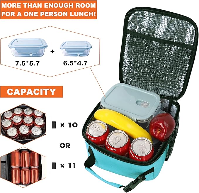 Femuar Lunch Box for Men Women Adults Small Lunch Bag for Office Work Picnic - Reusable Portable Lunchbox, Light Blue