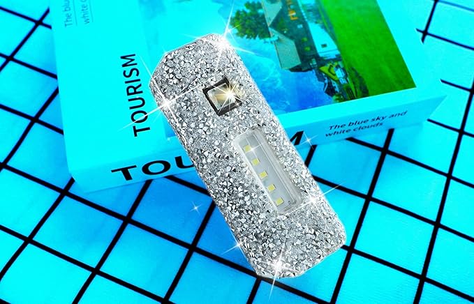 Bling Flashlight Rhinestone Sparkly Glitter Flash Light for Woman Diamond Decor Cute Pink Flashlight Camping Essentials