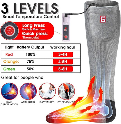 Autocastle Electric Battery Heated Socks Rechargeable Battery Powered Heating Sox Cold Weather Heat Socks for Men Women Outdoor Ride Camp Hike Warm Winter Socks Motorcycle Ski Thermo Foot Warmer Socks