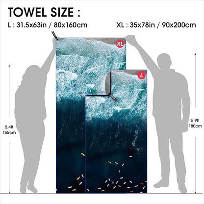 4Monster Microfiber Beach Towel Quick Dry,Super Absorbent Lightweight Travel Towel for Swimmers, Sand Free Camping Towel, Beach Towels for Pool, Swim, Water Sports,Yoga,Gym,Backpacking