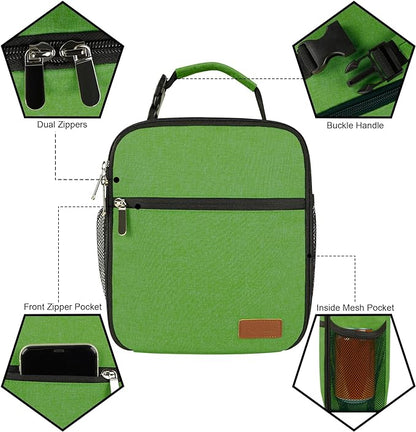 Femuar Lunch Box for Men Women Adults Small Lunch Bag for Office Work Picnic - Reusable Portable Lunchbox, Dark Green