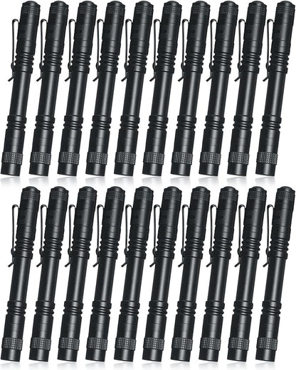 Vinsot 20 Pcs LED Pocket Flashlight Mini Small Handheld Pen Light Bulk Flashlight Tactical Torch with Clip LED Pen Pocket Light for Police Camping Outdoor Inspection Security (5.12 Inch)