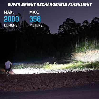 WUBEN C2 Flashlights High Lumens, 2000 Lumens Rechargeable Tactical Flashlights with 7 Modes Flash Light, Pocket LED Flashlight with IP68 Waterproof for Emergencies, Outdoor, Camping