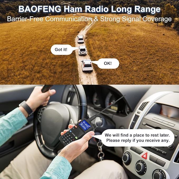 BAOFENG UV-5RM 10W Radio, Ham Radio Long Range with Tctical Antenna Handheld Multi-Band Two Way Walkie Talkie, Portable UV5RM GMRS Radio with Air Duct Earpiece & 2500mAh Type-C Port Battery