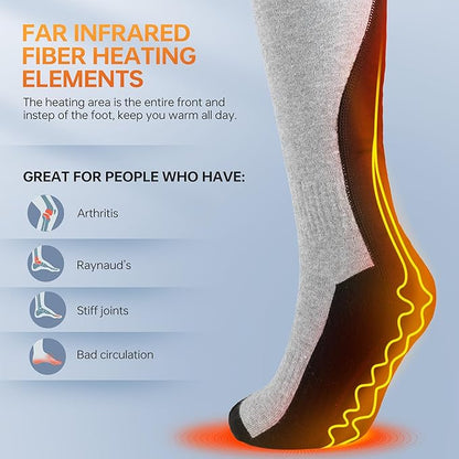 VANRORA Heated Socks for Men Women, 2023 Upgraded 4000mAh 8H Rechargeable Washable Electric Heating Socks Winter Warm Thermal Socks for Outdoor Working Hunting Skiing Camping Fishing Hiking