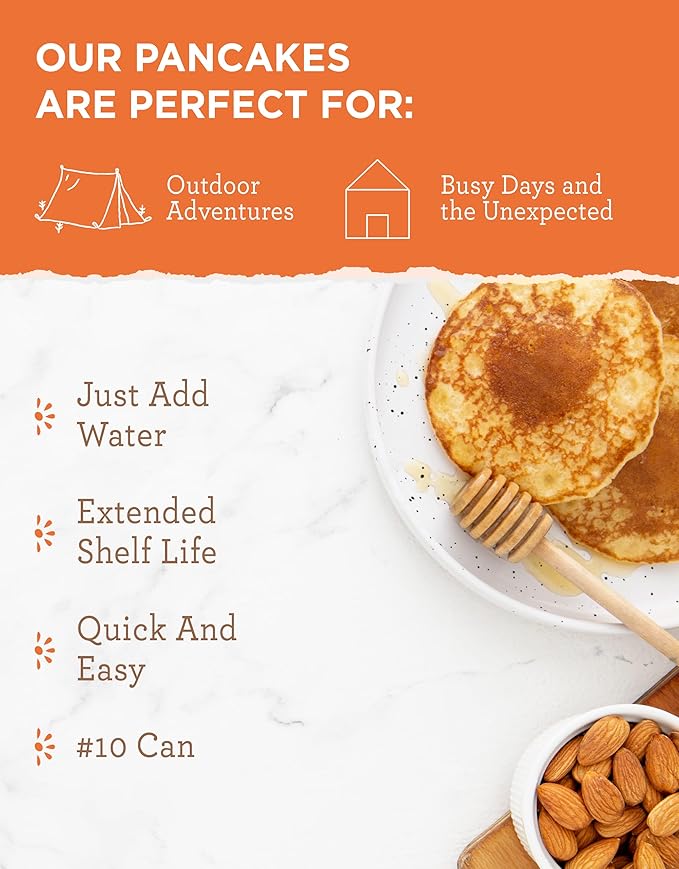 READYWISE - Simple Kitchen, Pancake Mix, 20 Servings, Emergency Food Supply, Canned, Survival Food, Baking Supplies, Pancakes, and Waffle Mix for Breakfast, Canned Breakfast, Pancake-Batter Mix