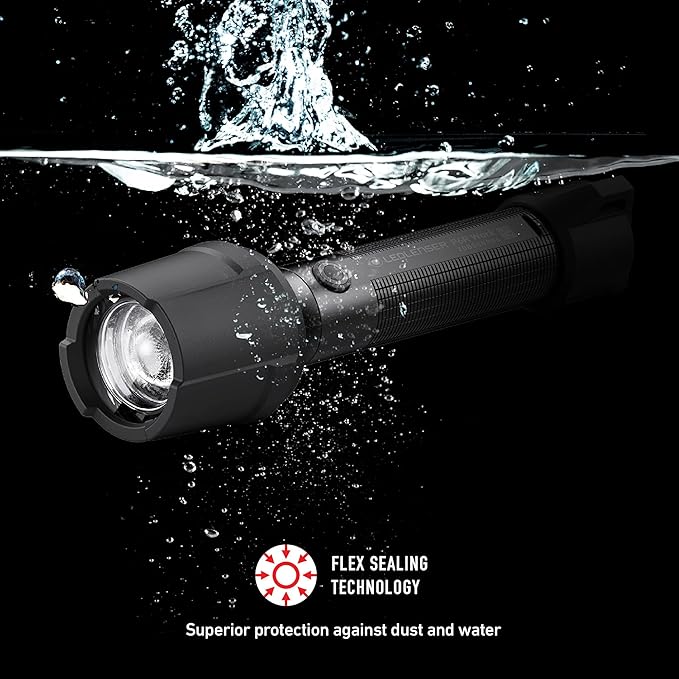 Ledlenser, P6R Work Rechargeable Flashlight, High Power LED, 850 Lumens, Waterproof Light for Professional, Home, Outdoor, Emergency Use, Black