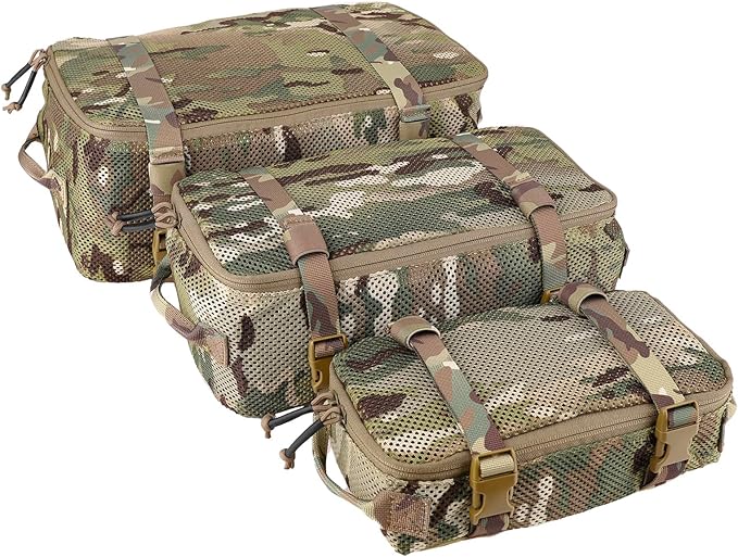 PETAC GEAR 3 PCS Tactical Modular Packing Cubes, Large Capacity Mesh Storage Bag,Outdoor Travel Organize Storage Pouches Bags.