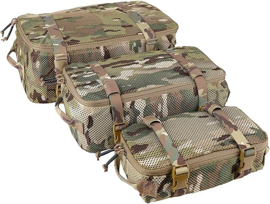PETAC GEAR 3 PCS Tactical Modular Packing Cubes, Large Capacity Mesh Storage Bag,Outdoor Travel Organize Storage Pouches Bags.