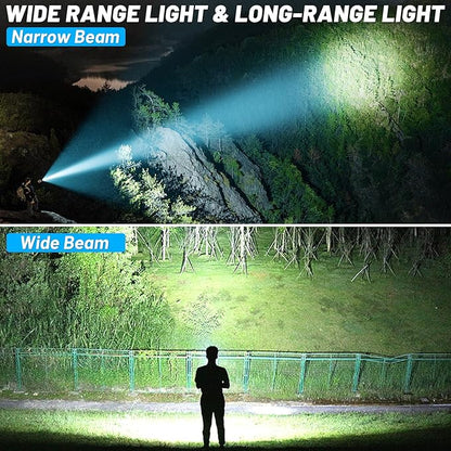 Rechargeable Flashlights High Lumens LED: 990,000 Lumens Bright Powerful Tactical Flash Light with Magnetic Base, Digital Display, 5 Modes, IPX6 Waterproof Torch for Camping Emergencies