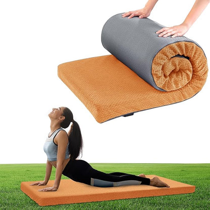 HOMBYS Memory Foam Camping Mattress Pad,Portable Sleeping Pad for Adult,Waterproof Cot Mattress,Roll Up Floor Mattress,Foldable Backpacking Travel Bed for Hiking,Guest Bed