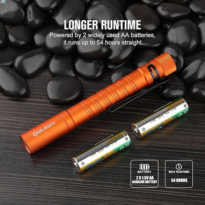 OLIGHT I5T Plus 550 Lumens Tail-Switch Flashlight, Cool White, Battery Powered, 87m Throw, 54 Hours Runtime, Anti-Slip Grip, Pocket Clip