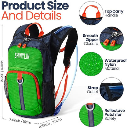 1 Pcs Kids Hydration Backpack with 1.5L Hydration Water Bladder Lightweight Water Backpack Hydration Pack