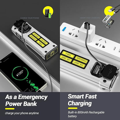 FZH Small Rechargeable Flashlights Powerful - Real 250 Lumens 800mAh Mini Flashlights with 7 Light Modes, TYPE-C Fast Charging with Power Bank Function, Flashlights for Emergencies, Camping, Hiking