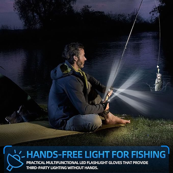 Gifts for Men Stocking Stuffers for Adults LED Flashlight Gloves Cool Gadgets Tools Outdoor Hands Free Flashlights for Fishing Repairing Camping Unique Men Birthday Christmas Gifts