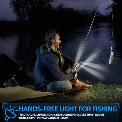 Gifts for Men Stocking Stuffers for Adults LED Flashlight Gloves Cool Gadgets Tools Outdoor Hands Free Flashlights for Fishing Repairing Camping Unique Men Birthday Christmas Gifts