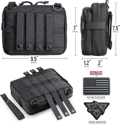 WYNEX Tactical Large Admin Pouch of Double Layer Design, Molle EDC EMT Utility Pouch with Map Sleeve Modular Tool Pouch Large Capacity Flag Patch Included