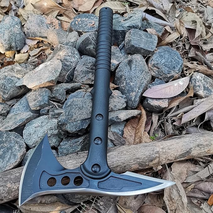 Axe & Survival Bowie Knife & Folding Pocket Knife, Fixed Blade Hunting Knife with Sheath, Sharpener and Fire Starter Inculded, Tactical Knife for Camping, Hunting, Outdoor (Type-1)