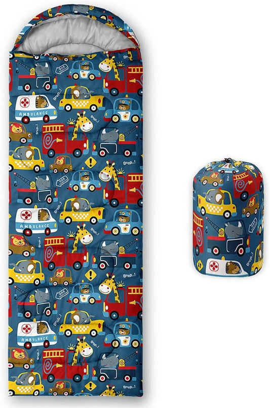 Kids Sleeping Bag for Boys Girls,Rocket Astronaut Moon Print-Lightweight Warm Portable Outdoor Indoor-Waterproof Cold Weather Resistant Sleeping Bag for Camping Hiking