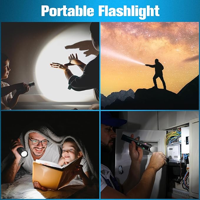 Rechargeable Flashlight, LED 120000 Lumens, Tactical Flashlight with Zoomable, 5 Modes, Power Indicator, IPX7 Waterproof, Super Bright Flashlight for Camping, Hiking, Emergency, Home