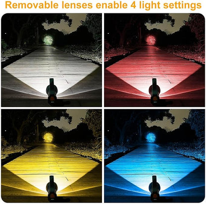 YIERBLUE Solar Power & Rechargeable Spotlight Flashlight, 1000,000 High Lumen Outdoor Handheld Spot Light and Flood Side Light, with Foldable Stand and 3 Colors Lenses for Boating Hunting and Camping