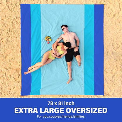 Beach Blanket Oversized Extra Large 78" X 81",Waterproof Sandproof Beach Blanket 1-7 Adults Lightweight Durable for Travel Camping Hiking Picnic