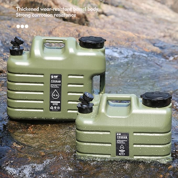 5 Gallon Water Jug,Thickened Water Storage Overlanding Gear Containers, Camping Essential Leak-Proof Green Portable Water Tank,BPA Free Outdoors Hiking